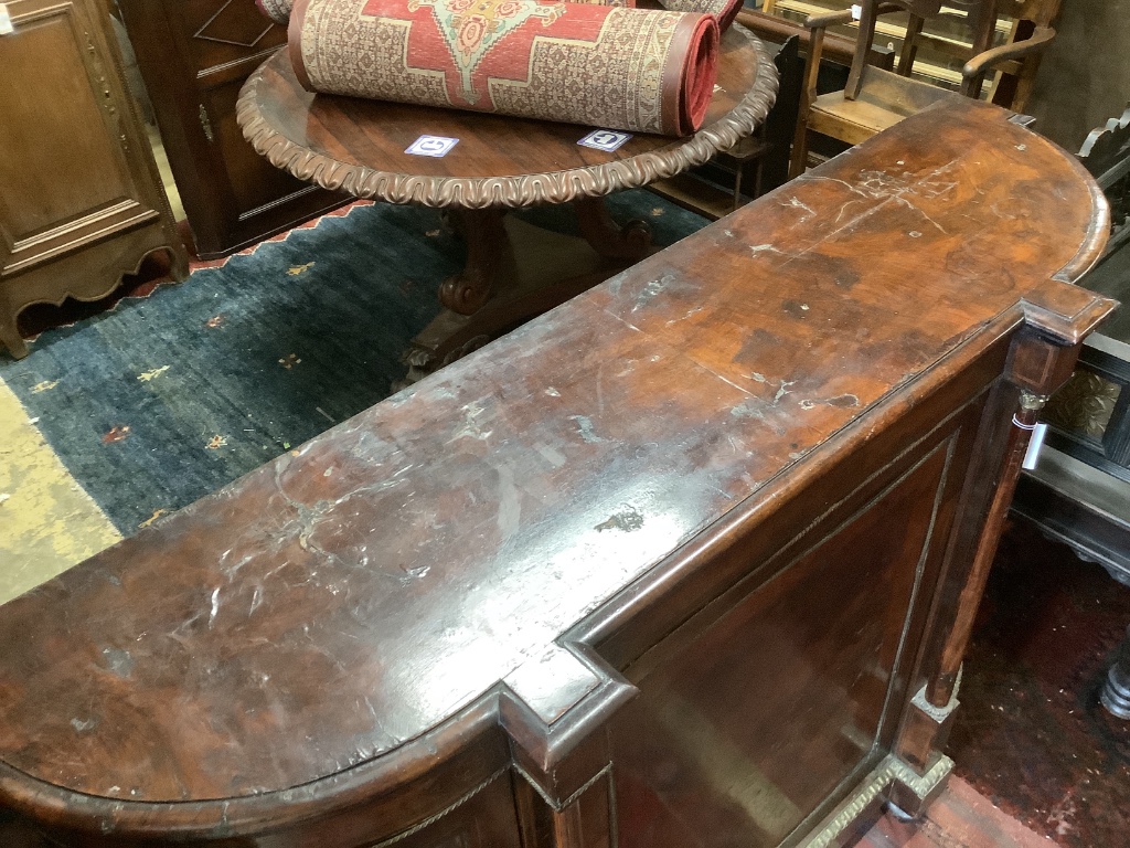 A Victorian walnut credenza, circa 1860, width 150cm, depth 43cm, height 107cm